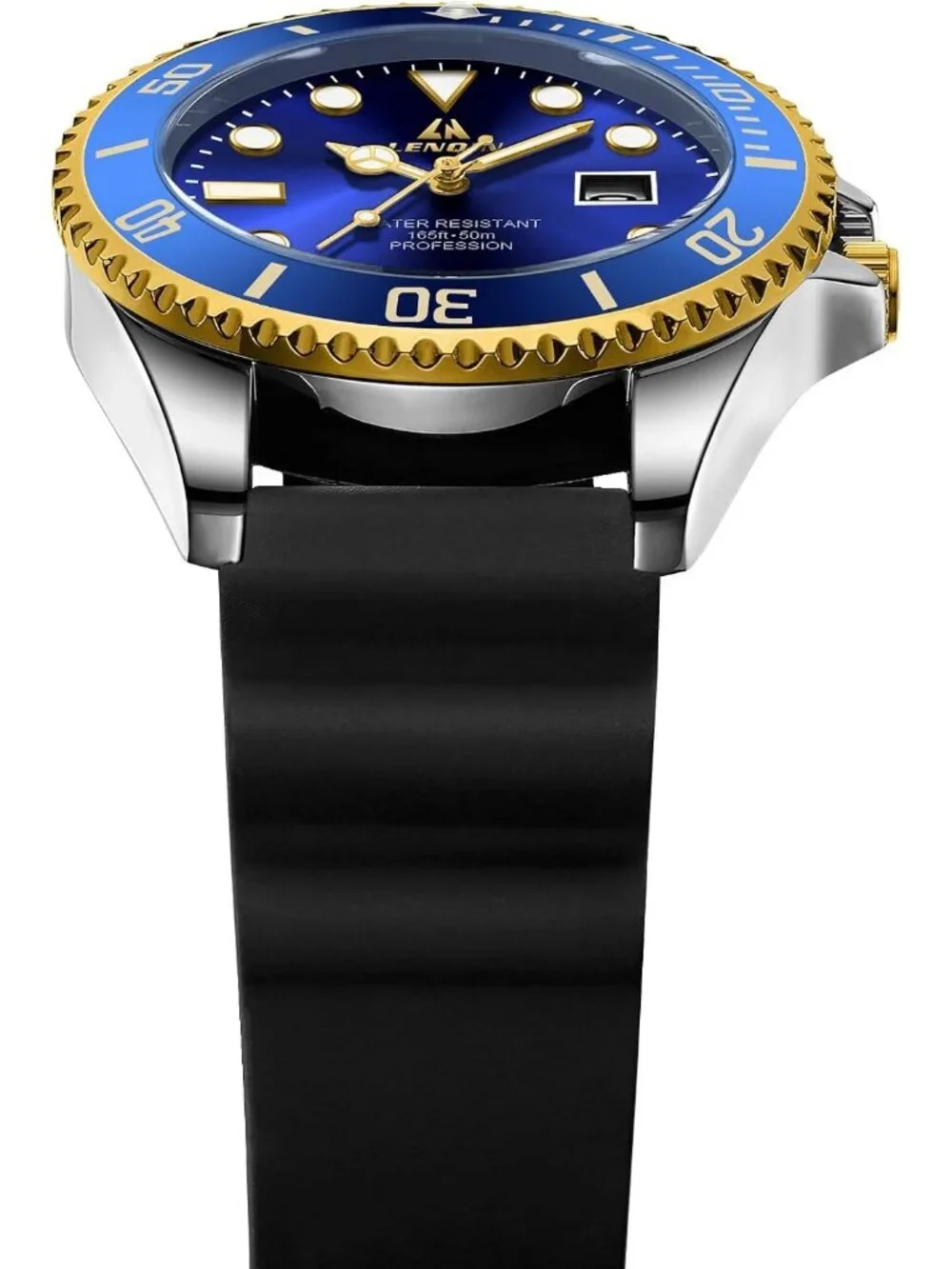 Men's Silver Black Blue Stainless Steel Waterproof Analog Quartz Wrist Watch